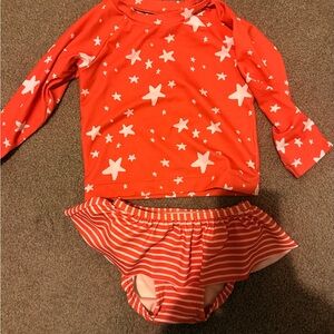 Kids Red Star Rash Guard Swim Set